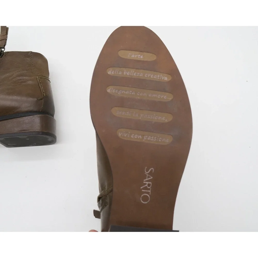 Sarto by Franco Sarto A-Nemi Olive Brown‎ Leather Ankle Boots Women 10M